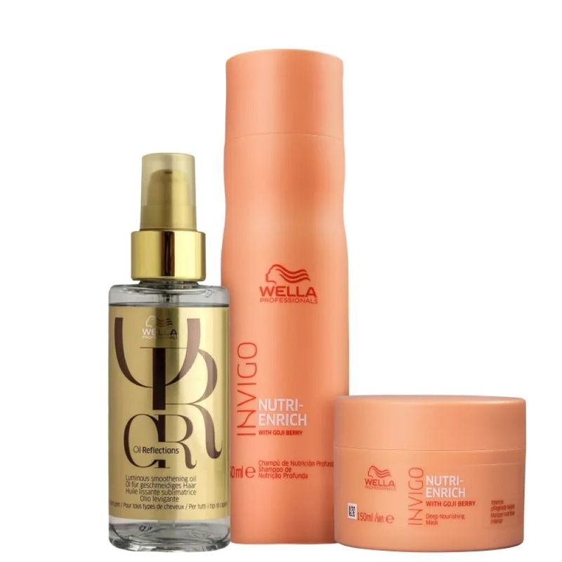 Wella Professionals Kit Nutri-Enrich e Oil Reflections Shampoo 250ml Máscara 150ml e Óleo 100ml