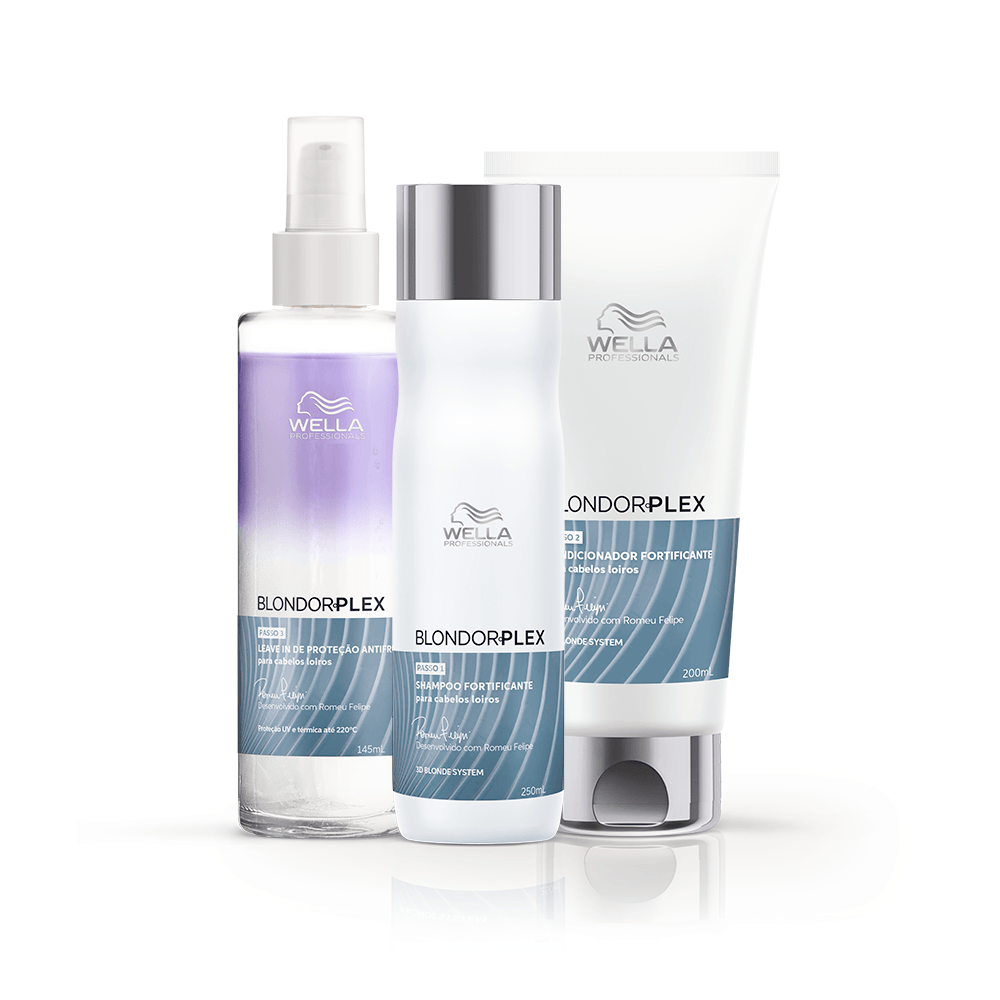 Wella Professionals Kit Blondorplex Trio Shampoo 250ml Condicionador 200ml e Leave-in 145ml