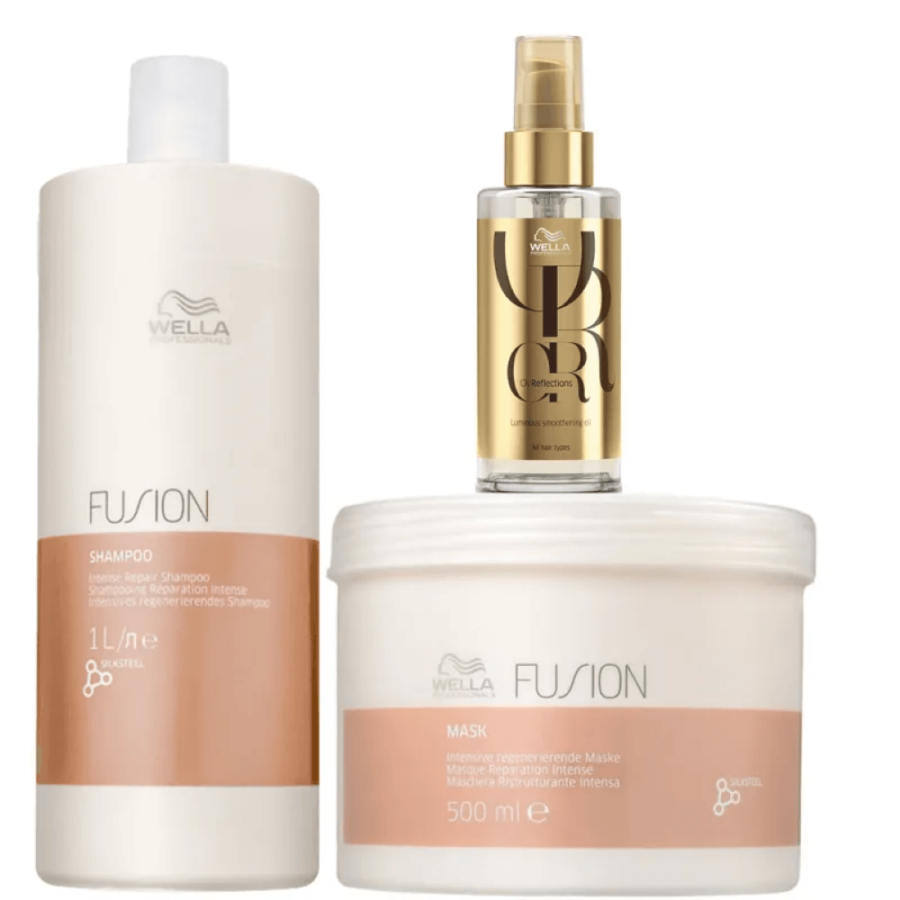 Wella Professionals Kit Fusion e Oil Reflections Shampoo 250ml Máscara 150ml e Óleo 100ml