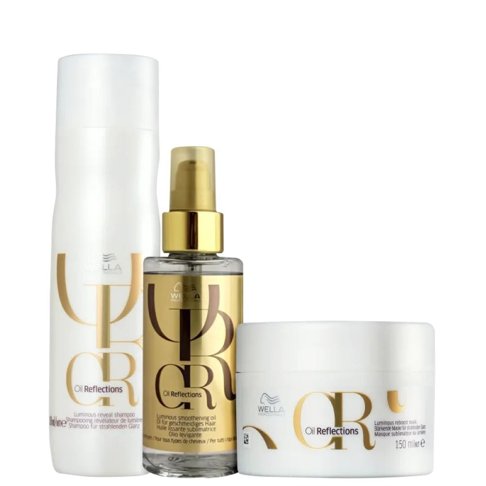 Wella Professionals Kit Oil Reflections Shampoo 250ml Máscara 150ml Óleo Capilar 100ml